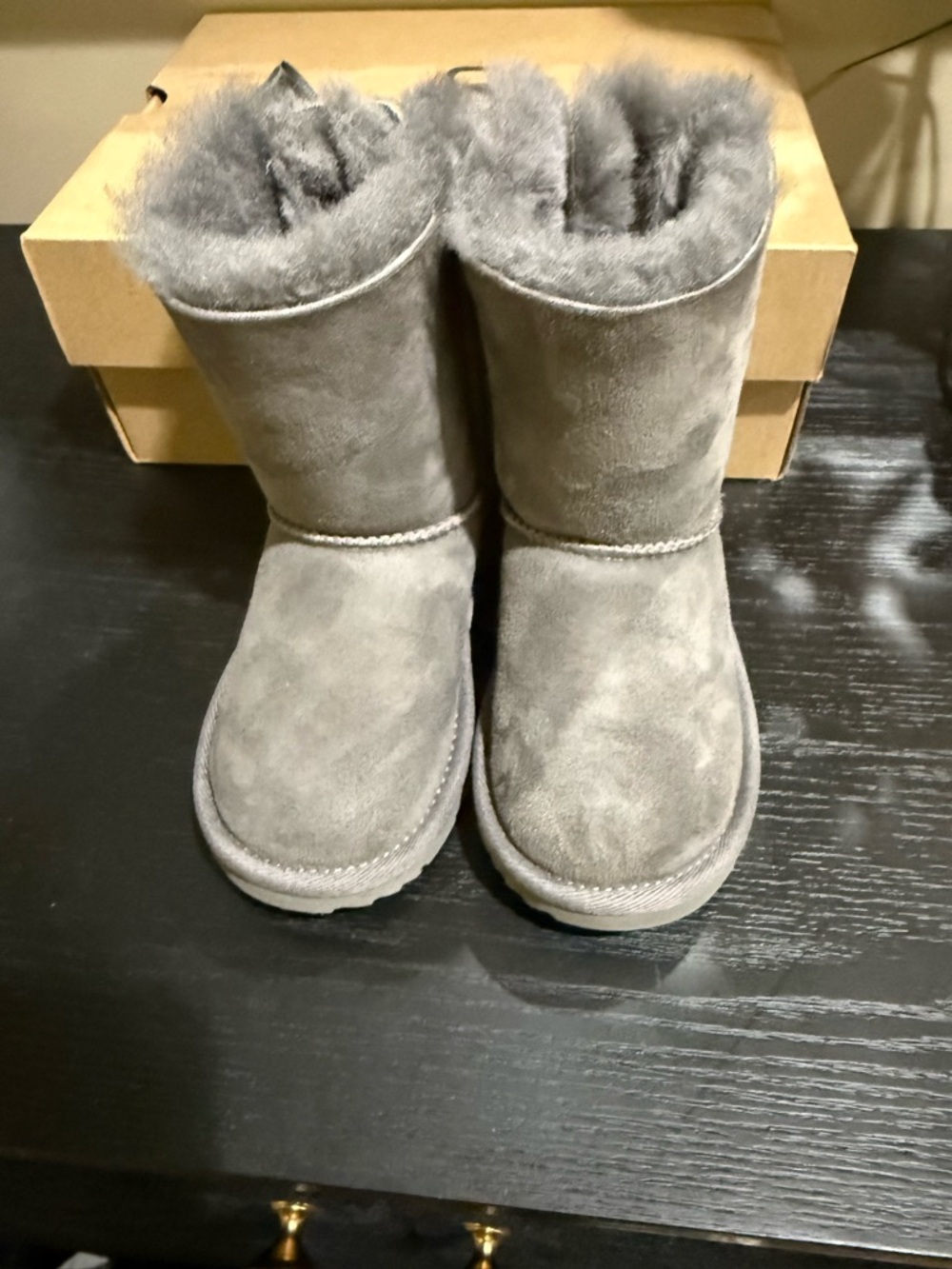 UGG Gray T Bailey Bow II Short Boot Box